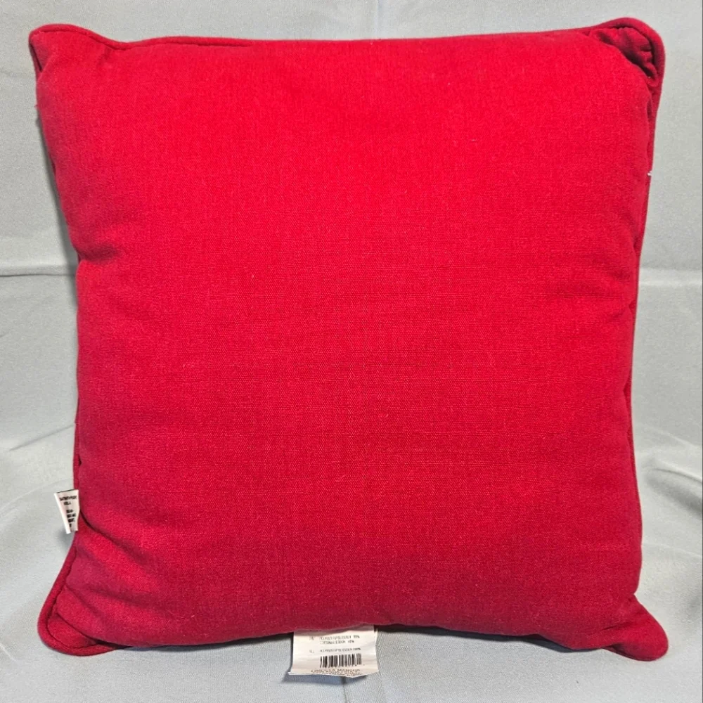 Riverdale Vintage Christmas Santa Reindeer Needlepoint Pillow 16X16 Red Green